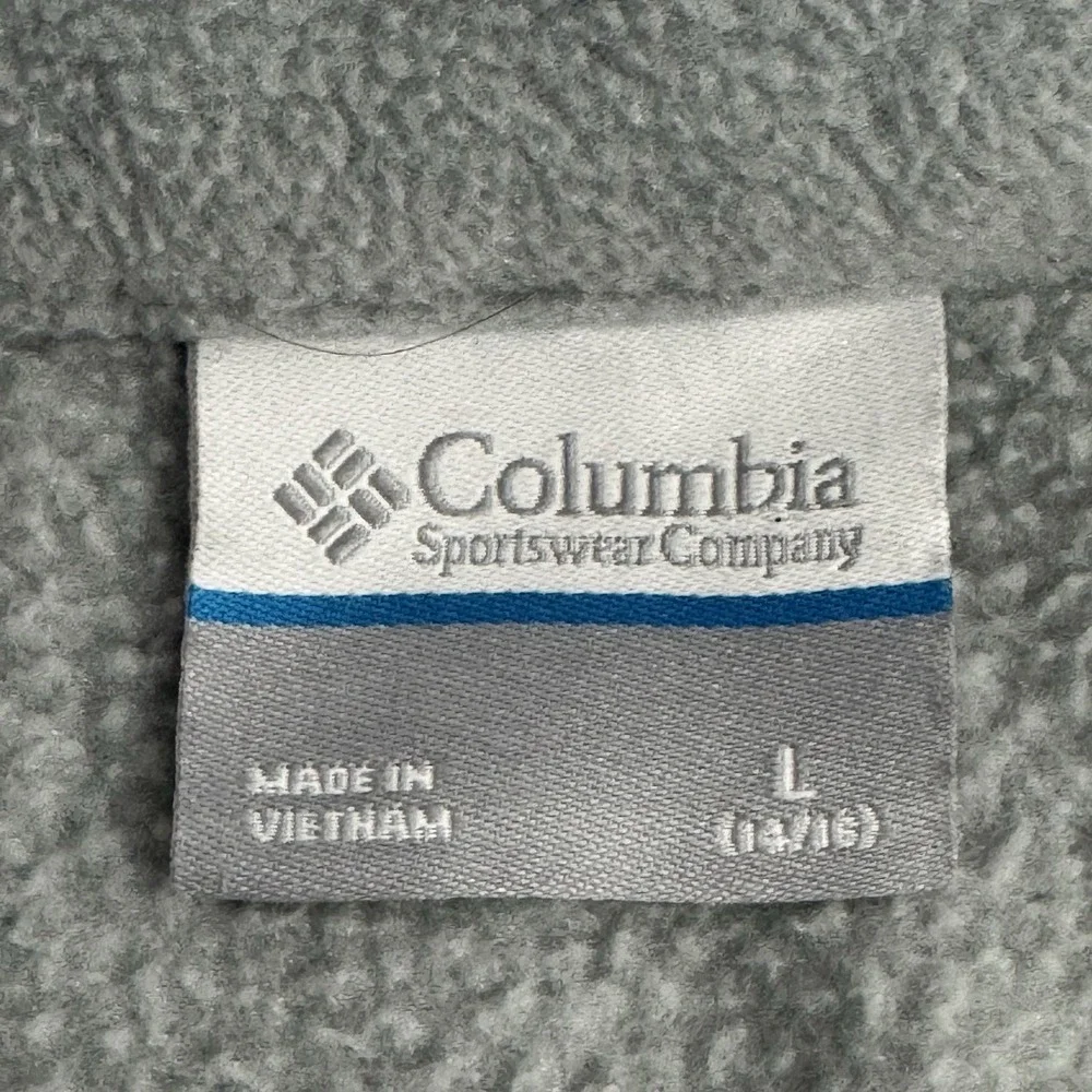 Columbia YTH Large 14/16 Gray Long Sleeve Fleece Full Zip‎ Jacket Benton Springs